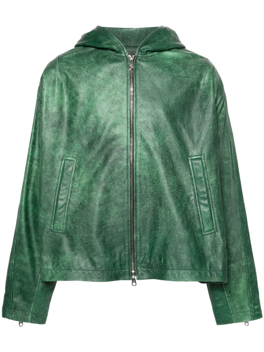 COLE BUXTON hooded leather jacket - Green von COLE BUXTON