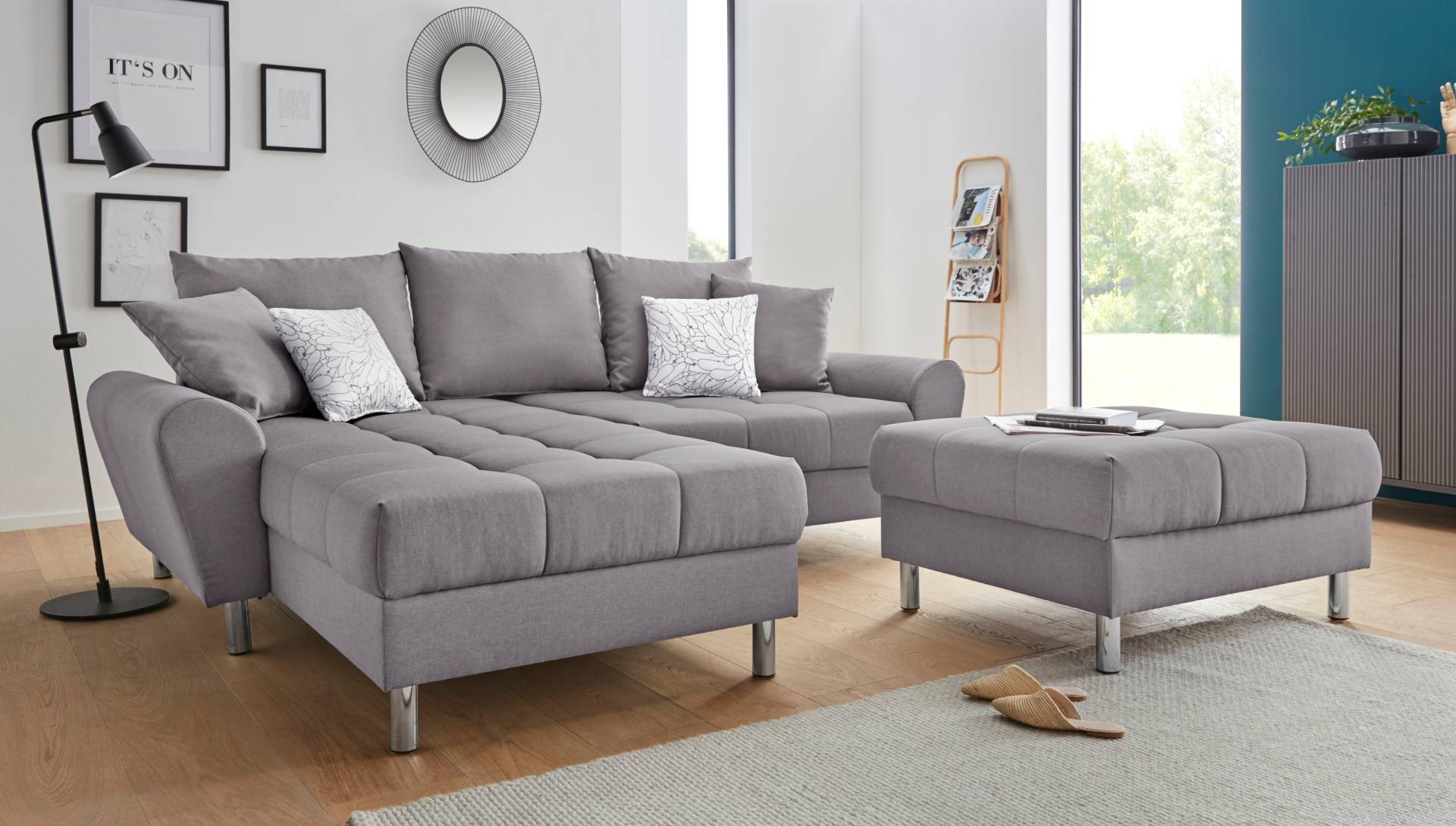 COLLECTION AB Ecksofa »Rada L-Form«, inklusive Hocker, Bettfunktion und Federkern von COLLECTION AB