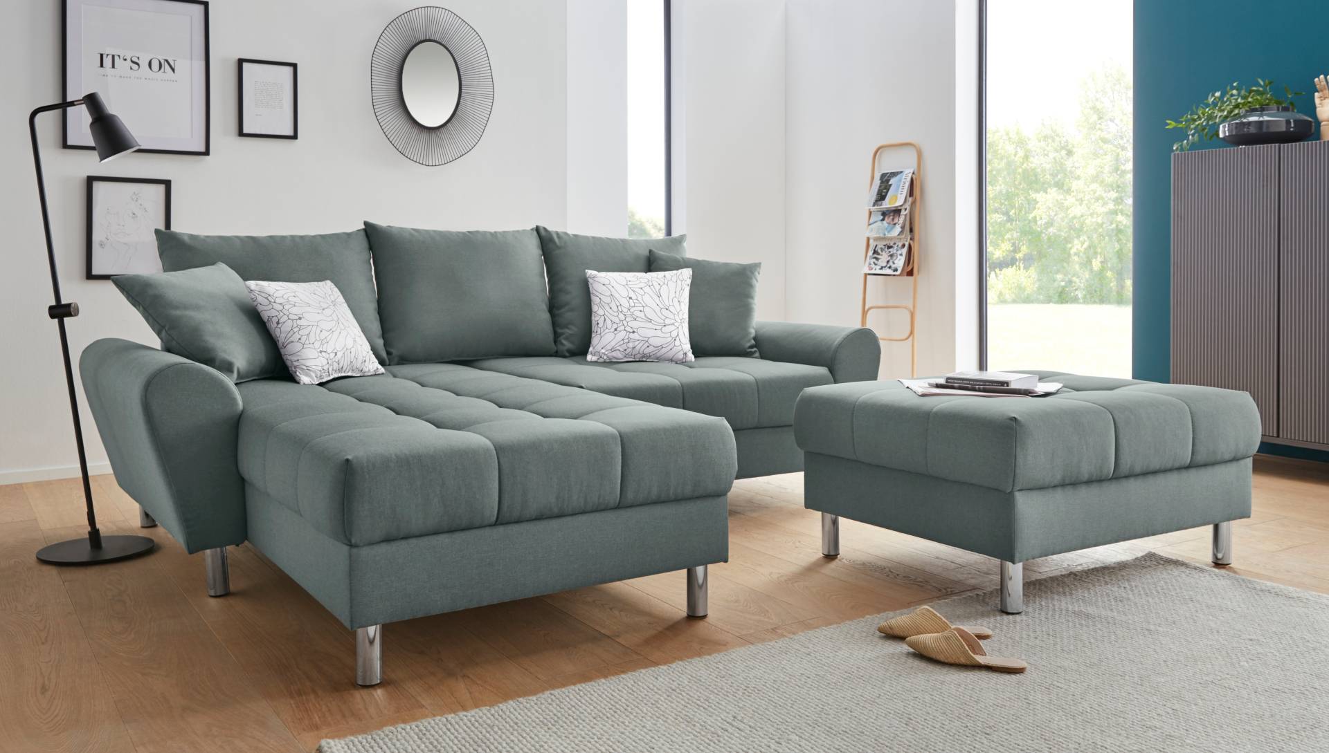 COLLECTION AB Ecksofa »Rada L-Form«, inklusive Hocker, Bettfunktion und Federkern von COLLECTION AB