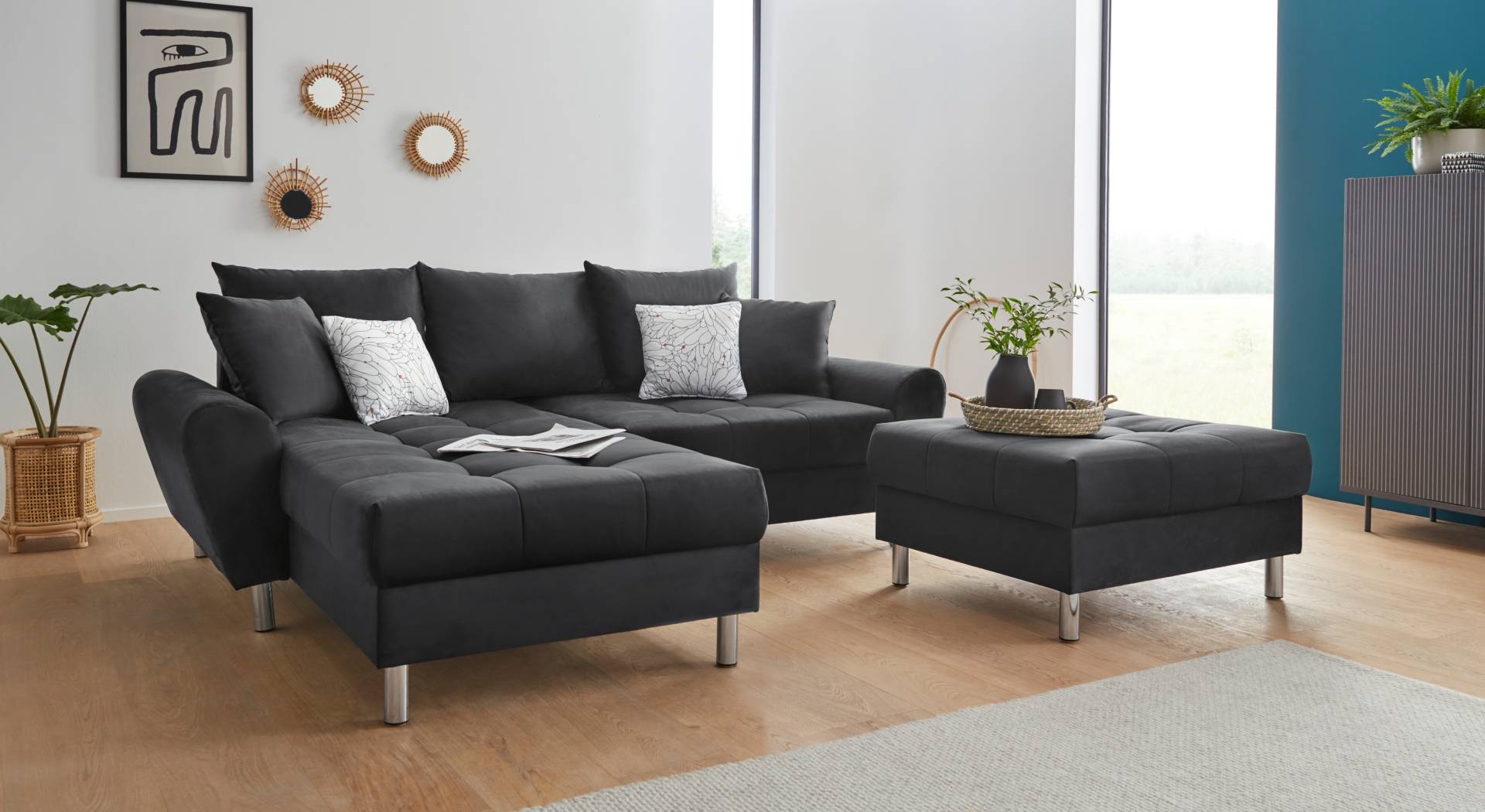 COLLECTION AB Ecksofa »Rada L-Form«, inklusive Hocker, Bettfunktion und Federkern von COLLECTION AB