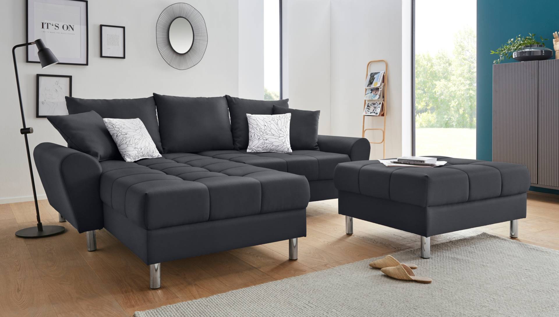 COLLECTION AB Ecksofa »Rada L-Form«, inklusive Hocker, Bettfunktion und Federkern von COLLECTION AB