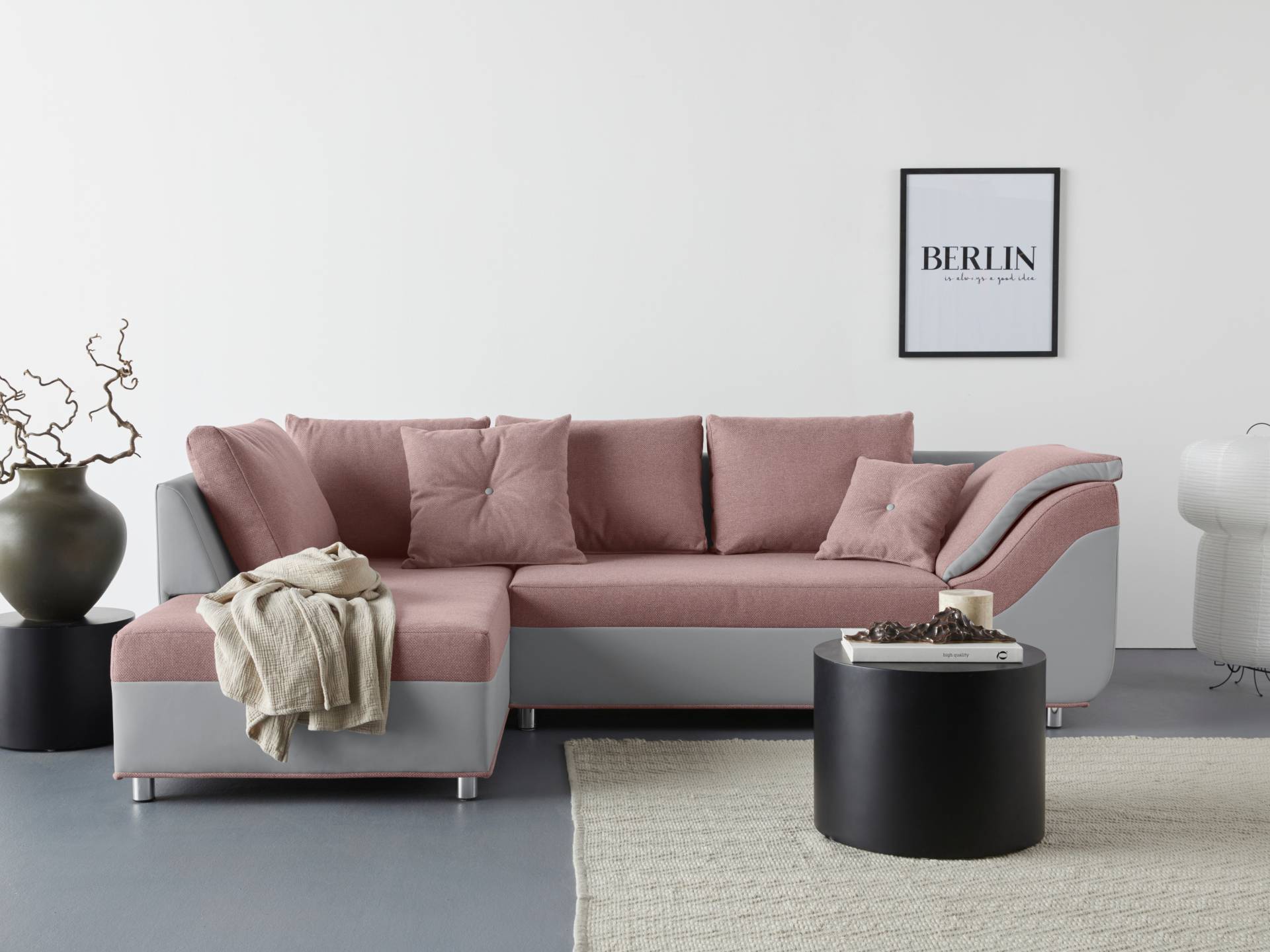 COLLECTION AB Ecksofa »Sandro L-Form«, mit 6 Kissen, inklusive Bettfunktion und Bettkasten von COLLECTION AB