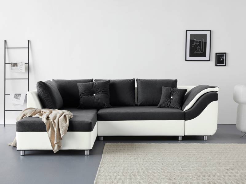 COLLECTION AB Ecksofa »Sandro L-Form«, mit 6 Kissen, inklusive Bettfunktion und Bettkasten von COLLECTION AB