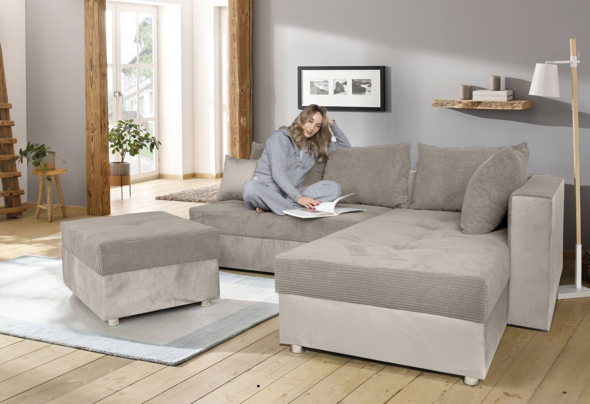 COLLECTION AB Ecksofa »Italia L-Form«, mit Bettfunktion und Bettkasten, in Cord-Samt Mix von COLLECTION AB