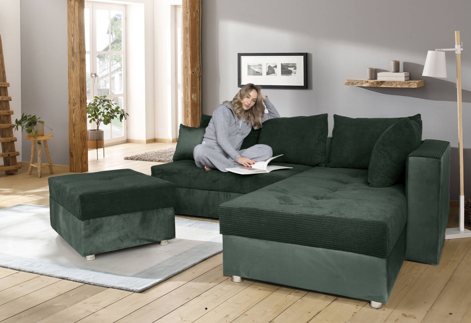 COLLECTION AB Ecksofa »Italia L-Form«, mit Bettfunktion und Bettkasten, in Cord-Samt Mix von COLLECTION AB