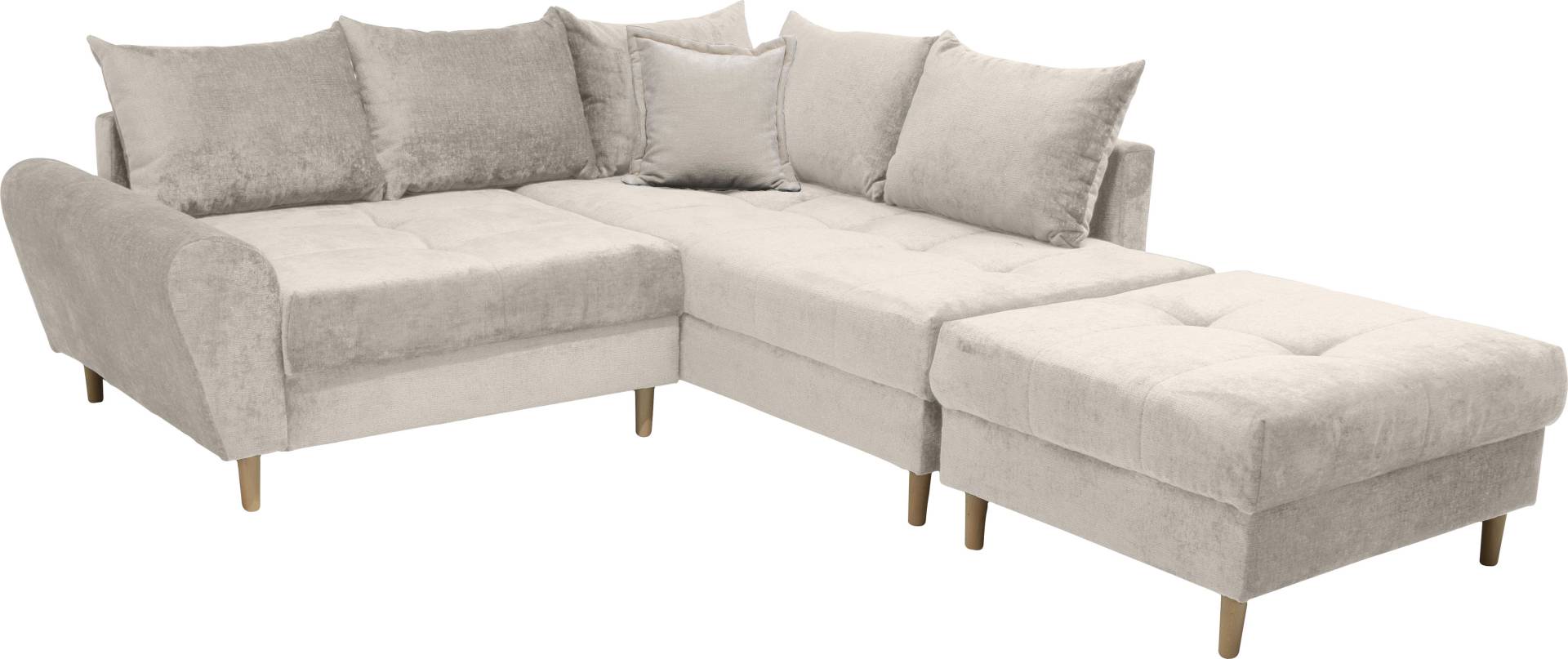 COLLECTION AB Ecksofa »Reims L-Form«, Ottomane beidseitig montierbar, inkl. Bettfunktion und Hocker von COLLECTION AB