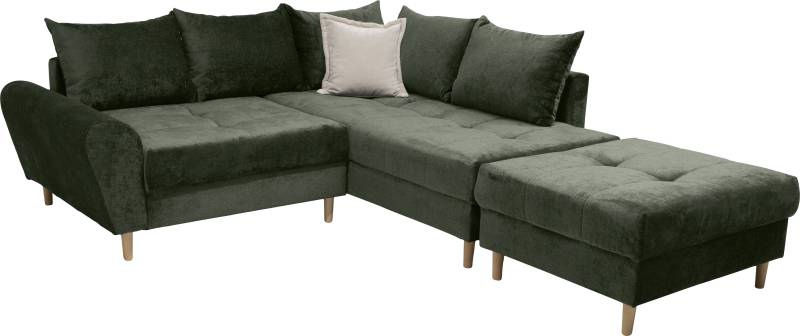 COLLECTION AB Ecksofa »Reims L-Form«, Ottomane beidseitig montierbar, inkl. Bettfunktion und Hocker von COLLECTION AB