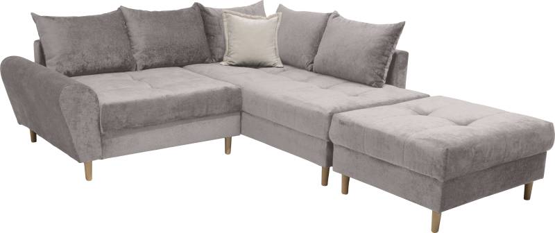 COLLECTION AB Ecksofa »Reims L-Form«, Ottomane beidseitig montierbar, inkl. Bettfunktion und Hocker von COLLECTION AB