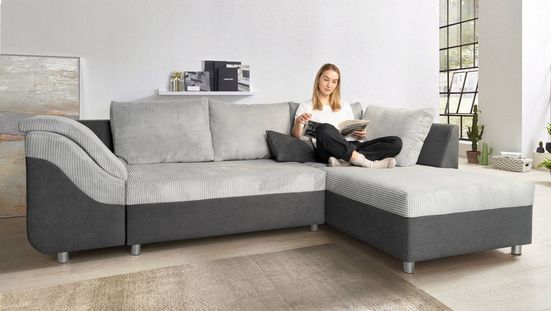 COLLECTION AB Ecksofa Sally L-Form, mit und ohne Bettfunktion, inklusive loser Rücken- und Zierkissen von COLLECTION AB