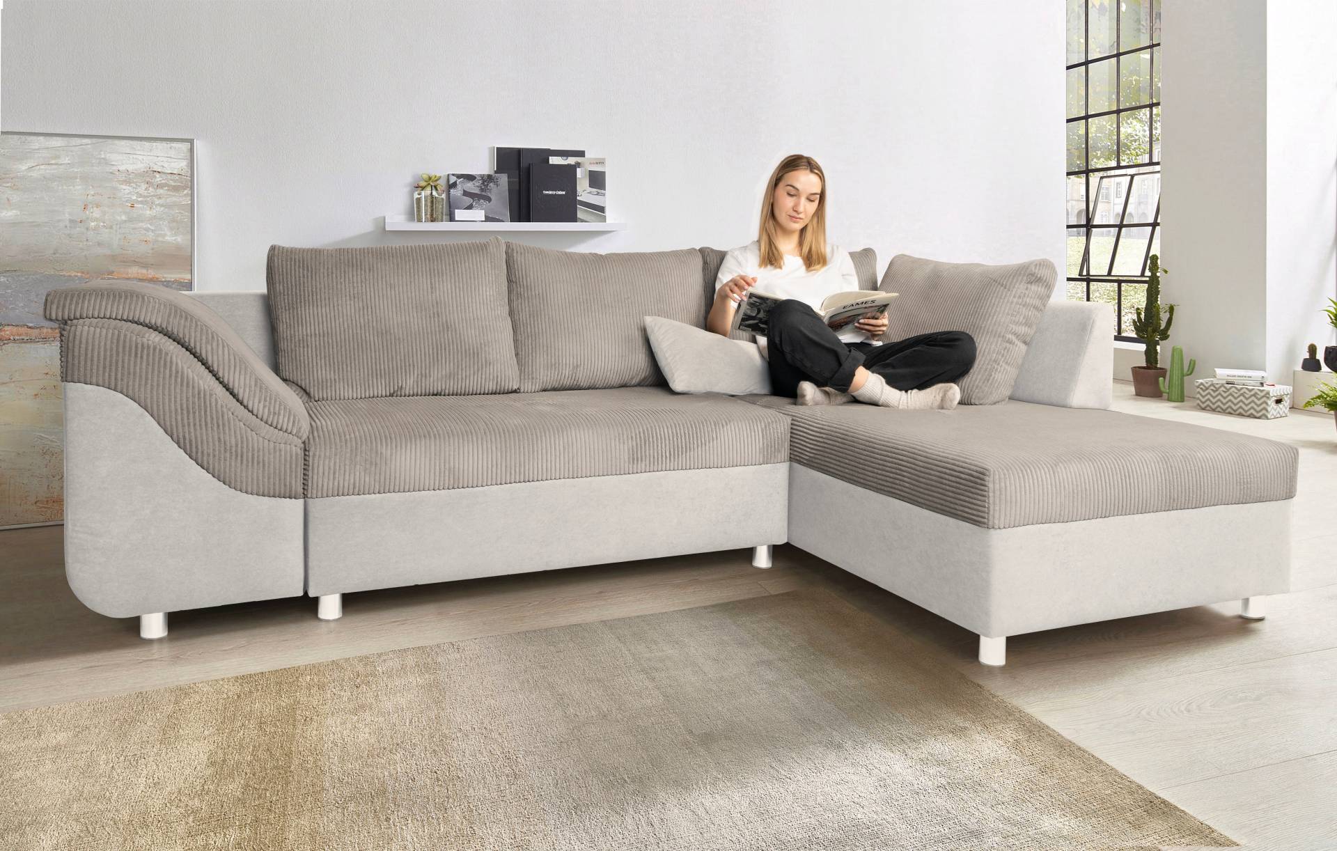 COLLECTION AB Ecksofa Sally L-Form, mit und ohne Bettfunktion, inklusive loser Rücken- und Zierkissen von COLLECTION AB