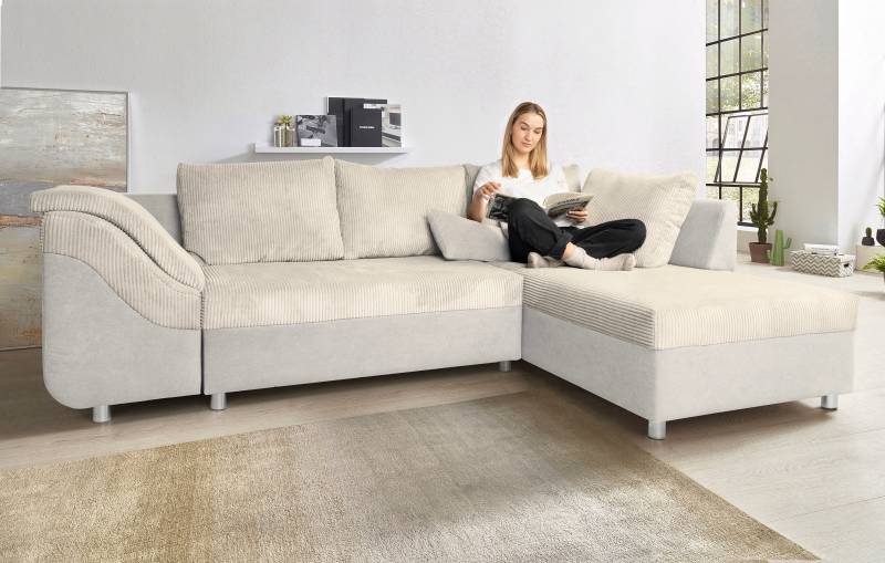 COLLECTION AB Ecksofa Sally L-Form, mit und ohne Bettfunktion, inklusive loser Rücken- und Zierkissen von COLLECTION AB