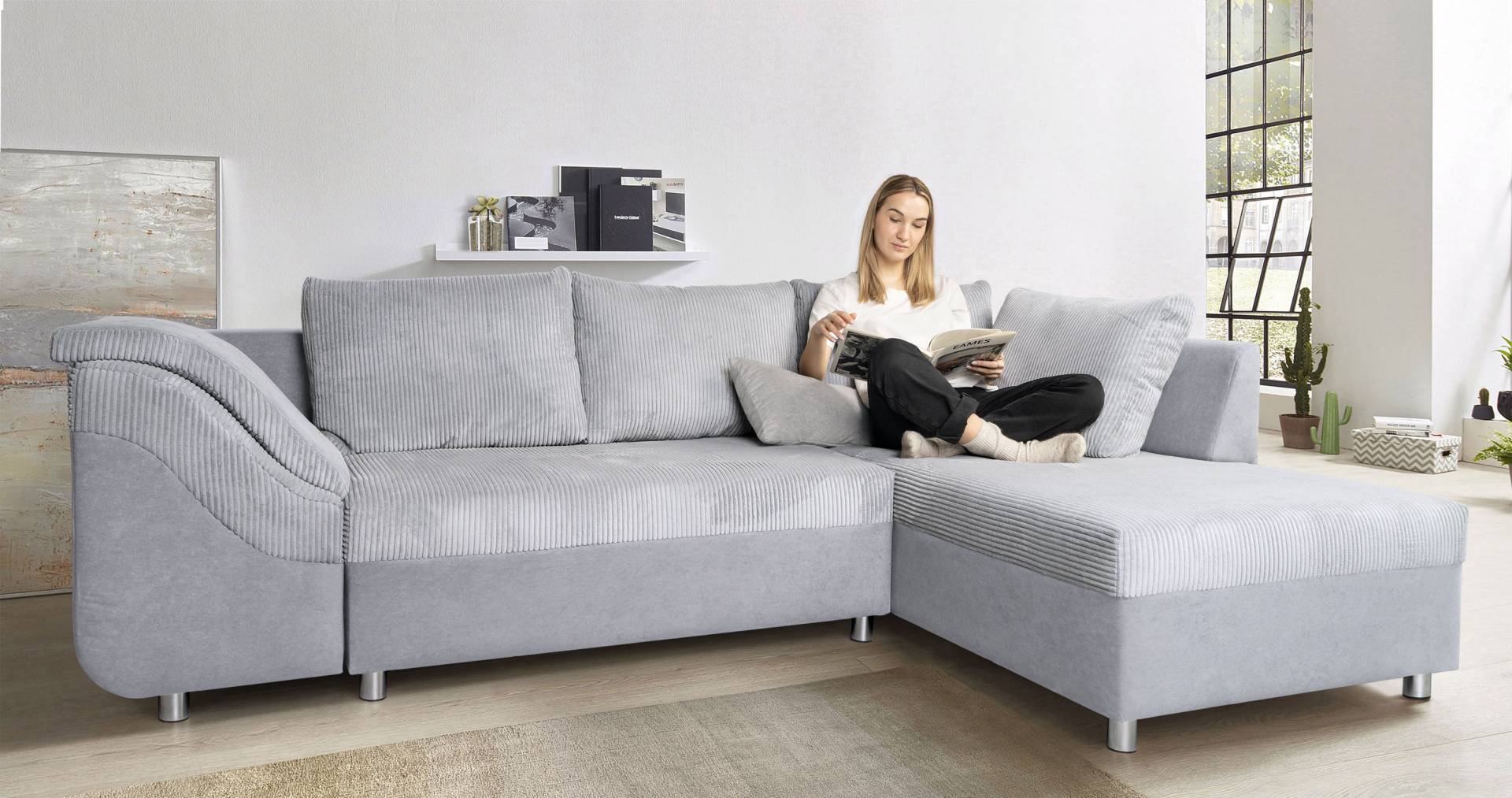 COLLECTION AB Ecksofa Sally L-Form, mit und ohne Bettfunktion, inklusive loser Rücken- und Zierkissen von COLLECTION AB