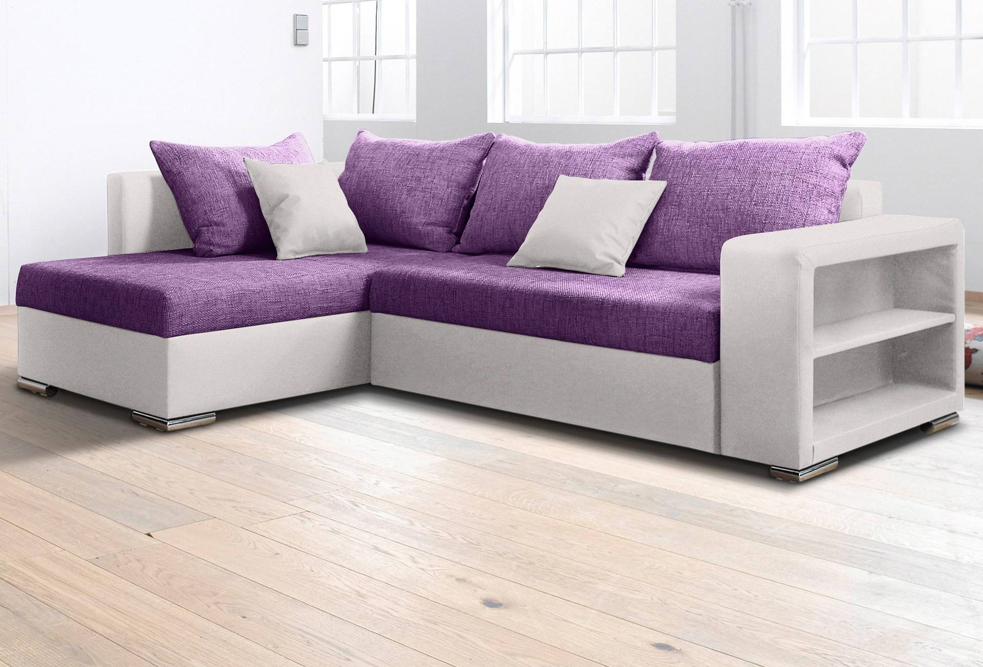 COLLECTION AB Ecksofa »John L-Form«, Regalarmlehne,Bettfunktion,Bettkasten,Ottomane beiseitig montierbar von COLLECTION AB