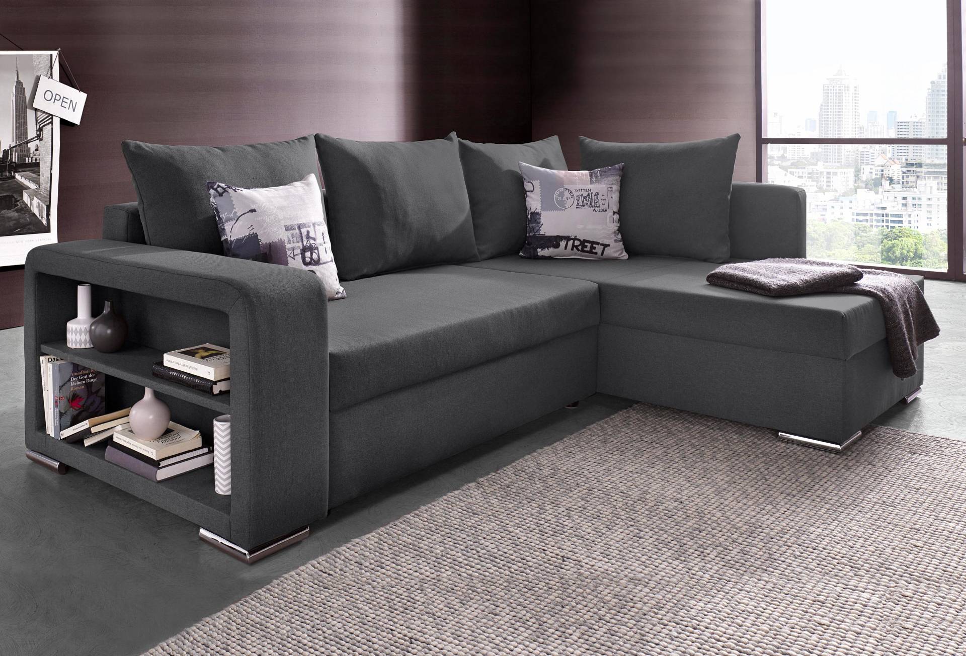 COLLECTION AB Ecksofa »John L-Form«, mit Bettfunktion, Bettkasten und Regalarmteil von COLLECTION AB