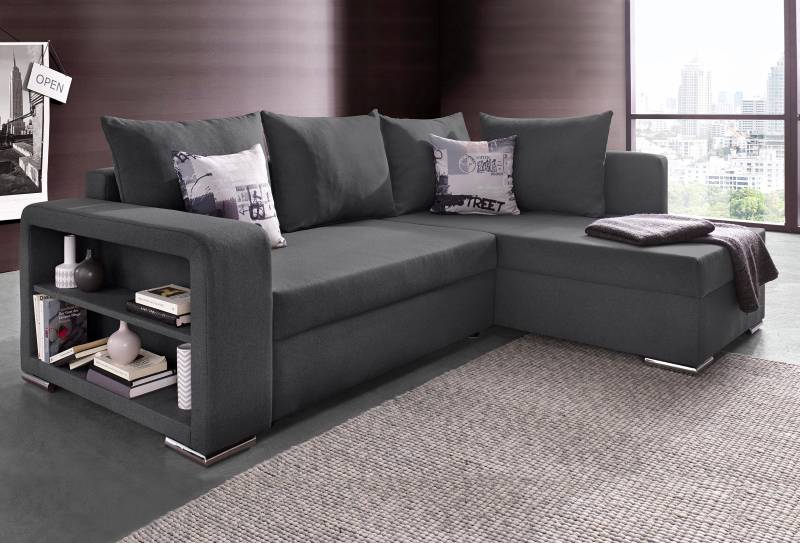 COLLECTION AB Ecksofa »John L-Form«, mit Bettfunktion, Bettkasten und integriertem Regal von COLLECTION AB