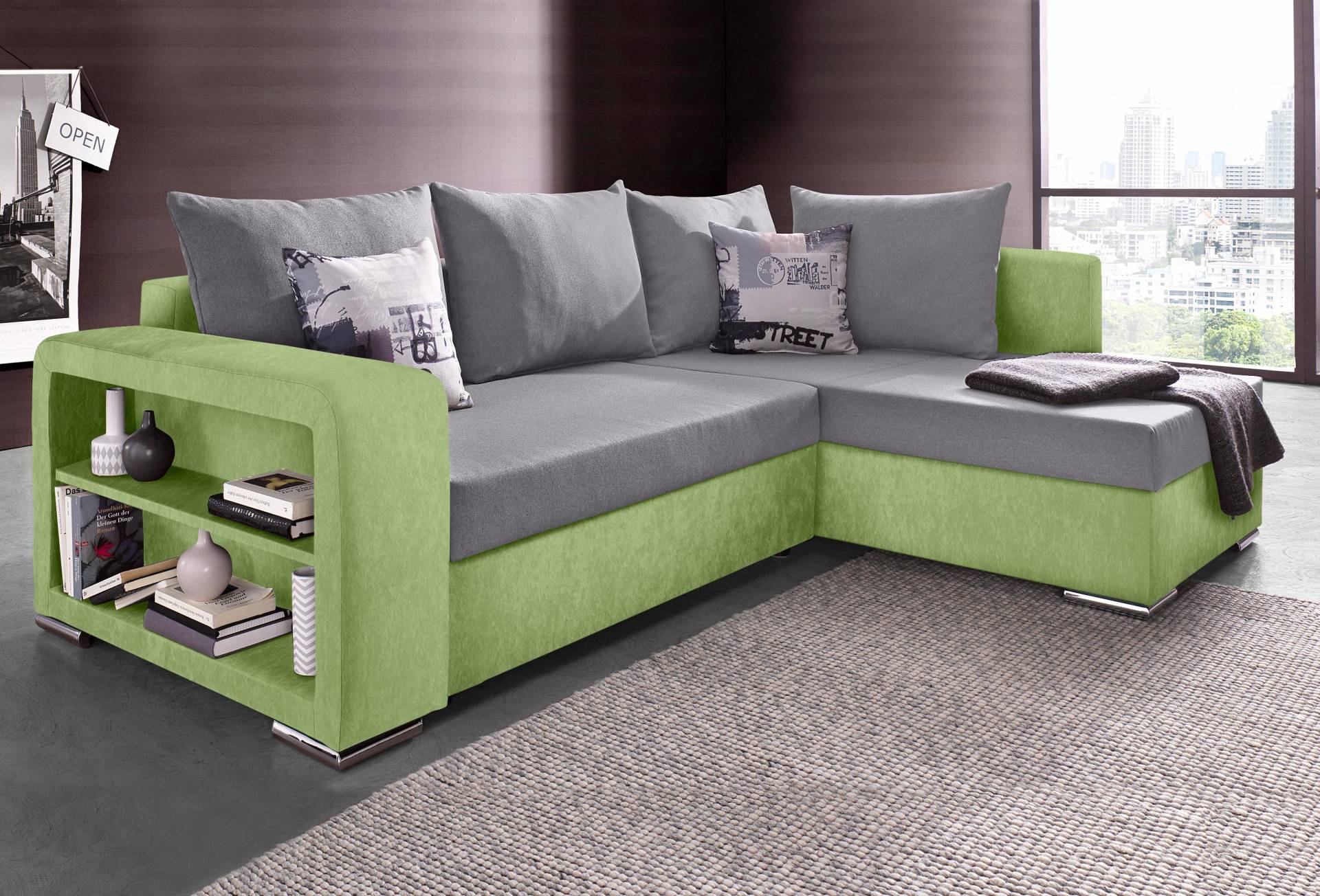 COLLECTION AB Ecksofa »John L-Form«, mit Bettfunktion, Bettkasten und integriertem Regal von COLLECTION AB