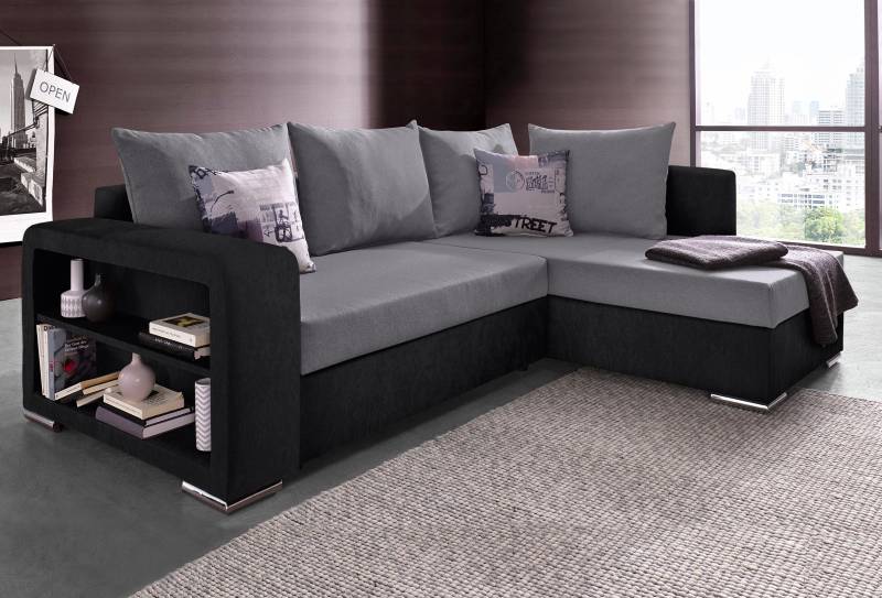 COLLECTION AB Ecksofa »John L-Form«, mit Bettfunktion, Bettkasten und integriertem Regal von COLLECTION AB