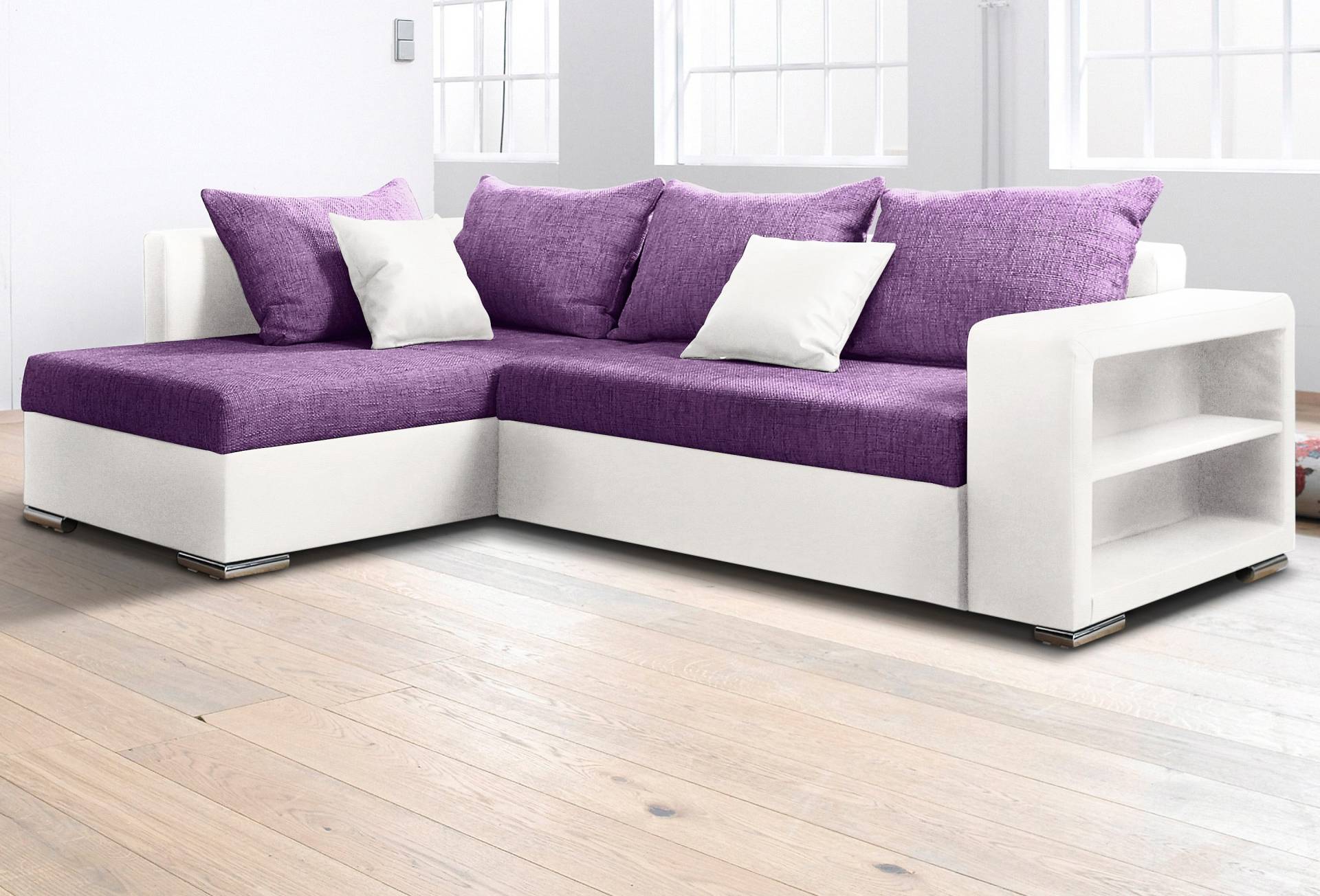 COLLECTION AB Ecksofa »John L-Form«, Regalarmlehne,Bettfunktion,Bettkasten,Ottomane beiseitig montierbar von COLLECTION AB