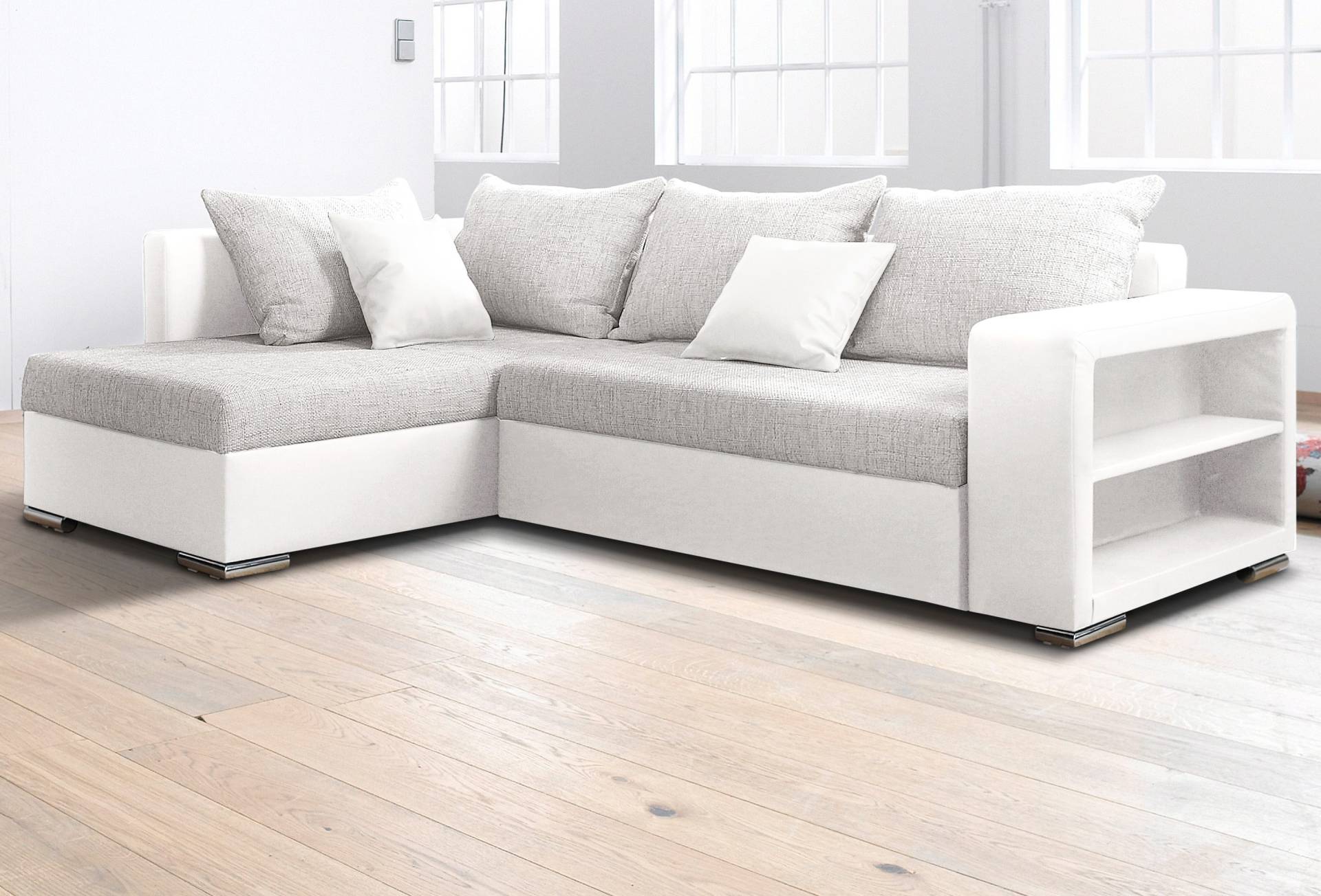 COLLECTION AB Ecksofa »John L-Form«, Regalarmlehne,Bettfunktion,Bettkasten,Ottomane beiseitig montierbar von COLLECTION AB