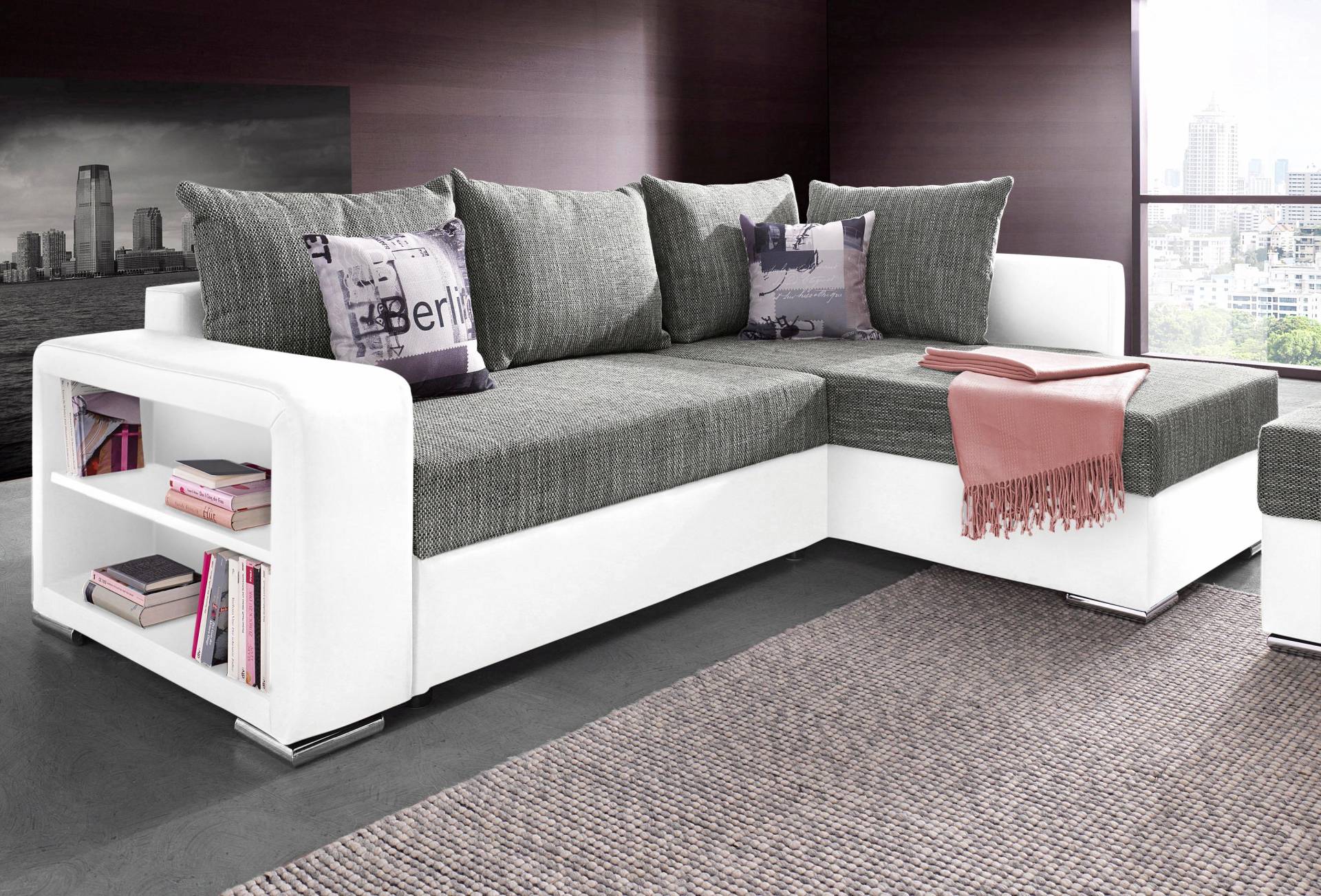 COLLECTION AB Ecksofa »John L-Form«, mit Bettfunktion, Bettkasten und Regalarmteil von COLLECTION AB