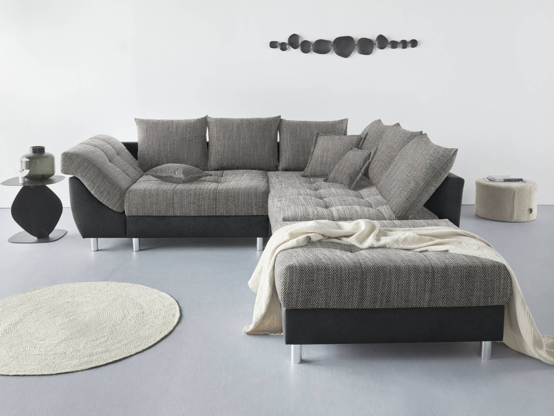 COLLECTION AB Polstergarnitur »Joseli«, (Spar-Set), Ecksofa und Hocker, Recamiere links oder rechts montierbar von COLLECTION AB