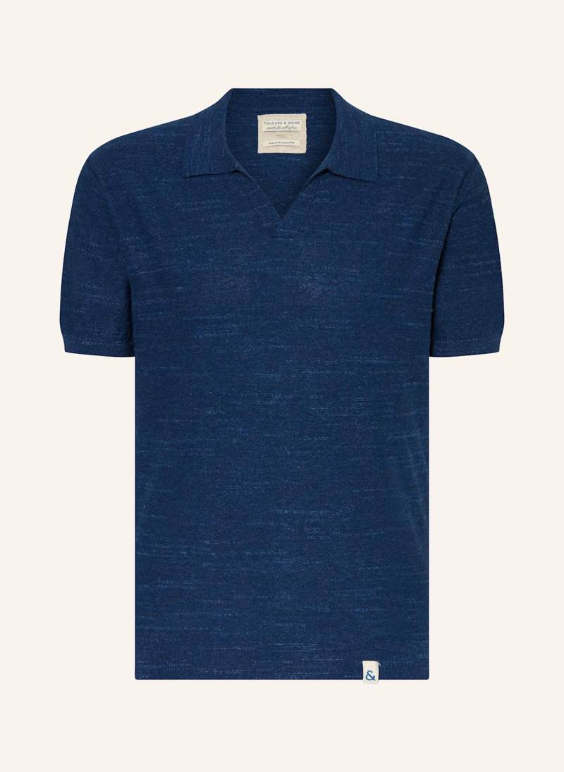 Colours & Sons Strick-Poloshirt blau von COLOURS & SONS