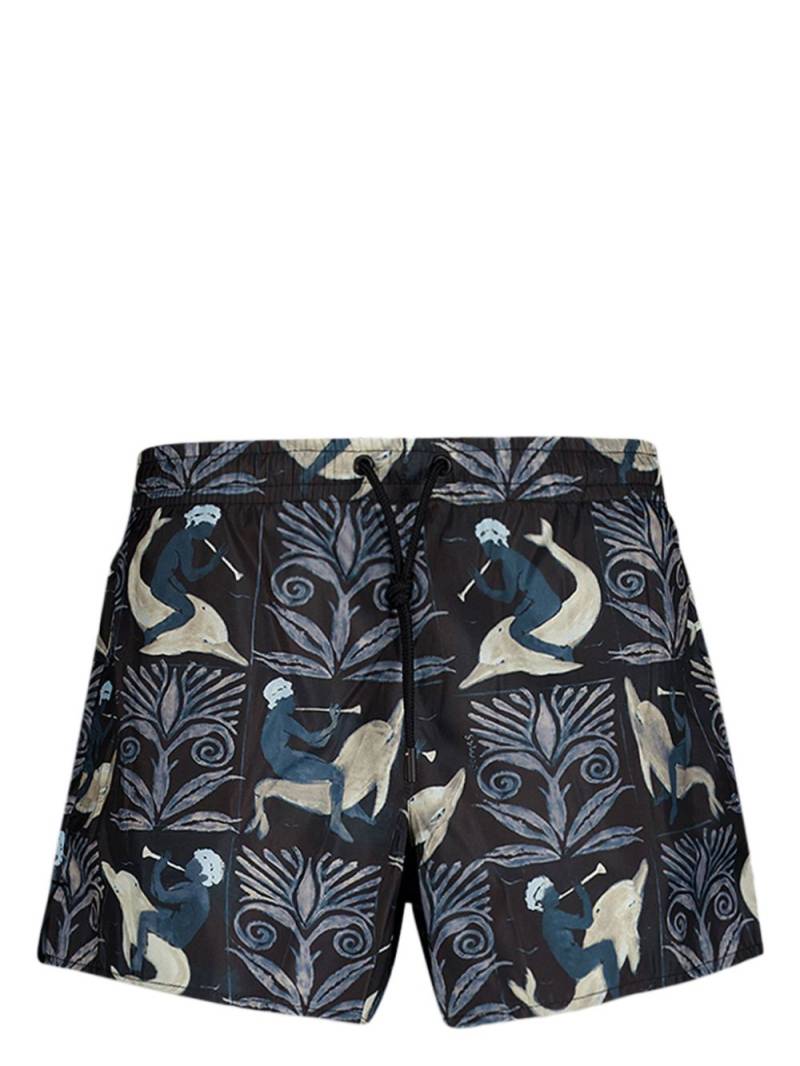 COMMAS printed drawstring swim shorts - Black von COMMAS