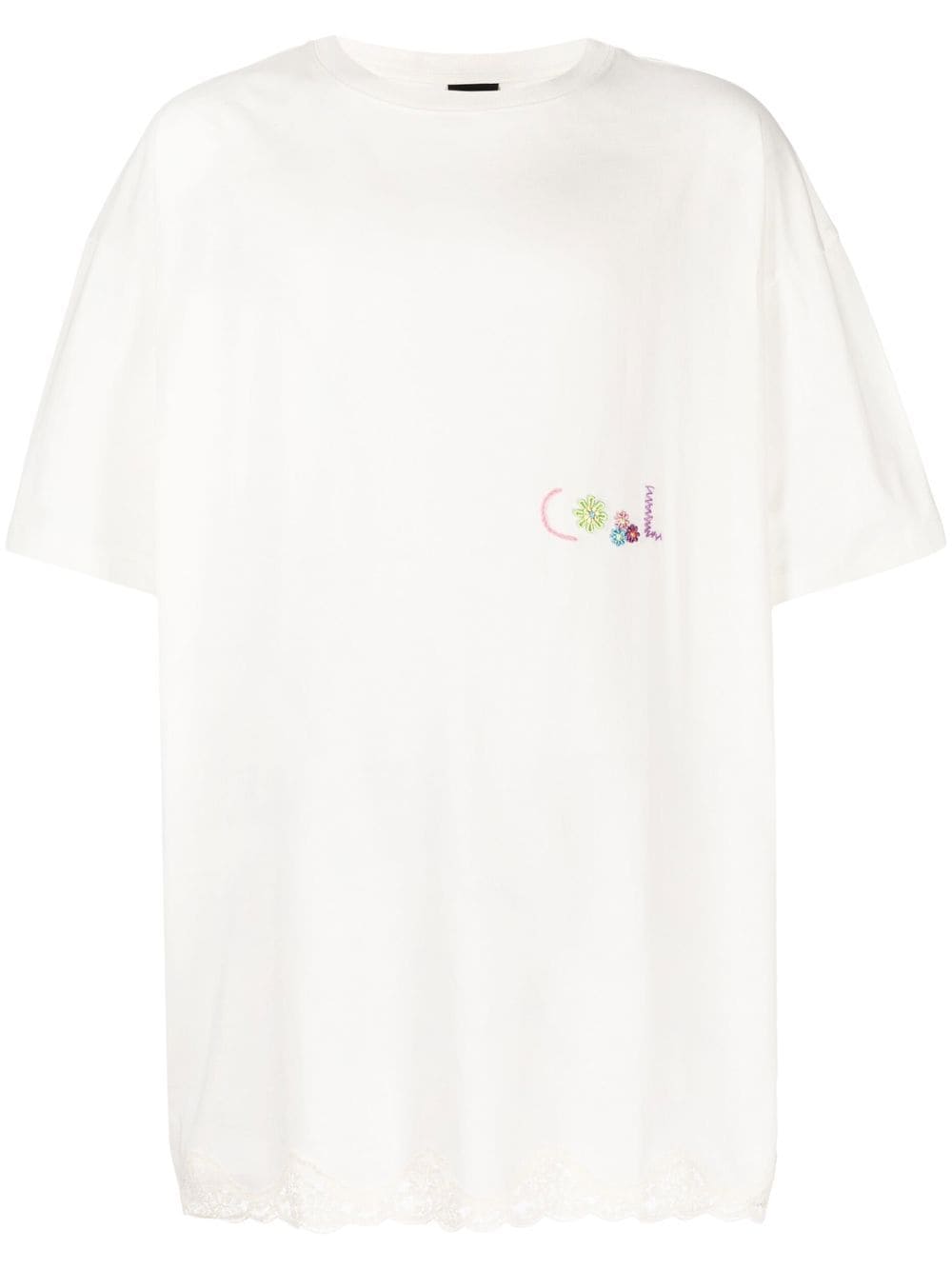 COOL T.M lace-hem crewneck T-shirt - White von COOL T.M