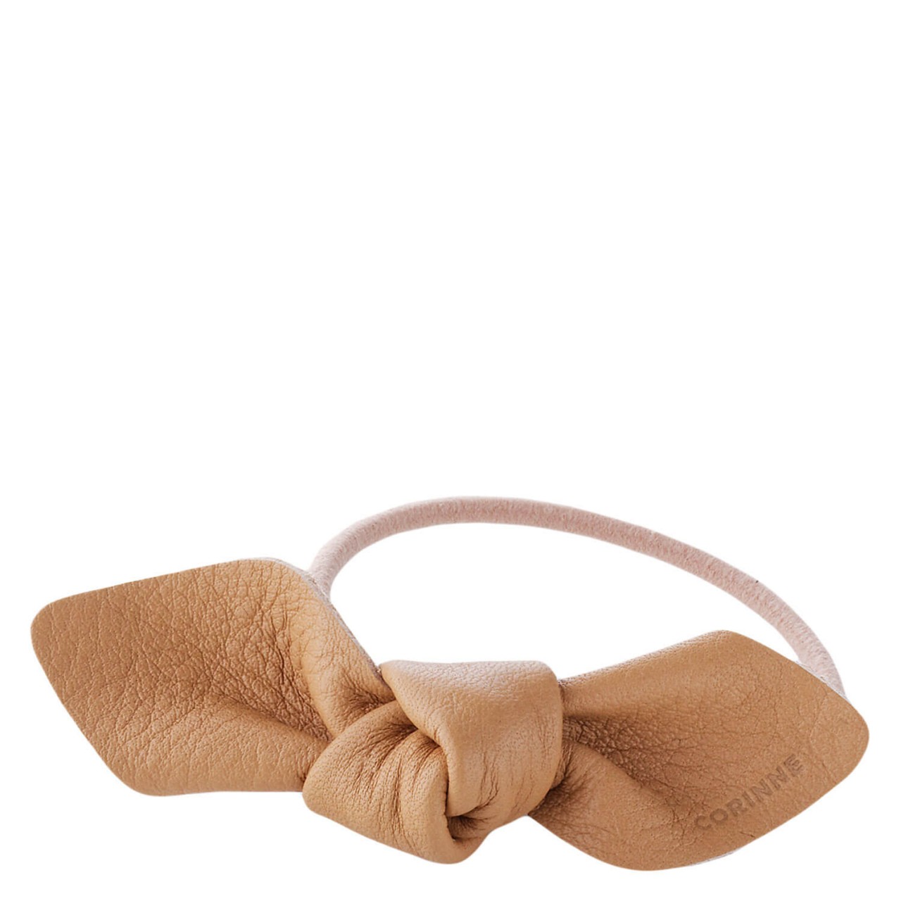 Corinne World - Leather Bow Small Hair Tie Camel von CORINNE