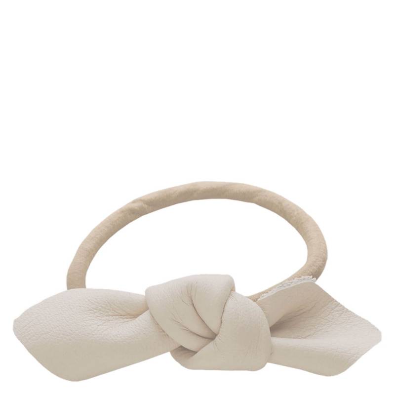 Corinne World - Leather Bow Small Hair Tie Cream von CORINNE