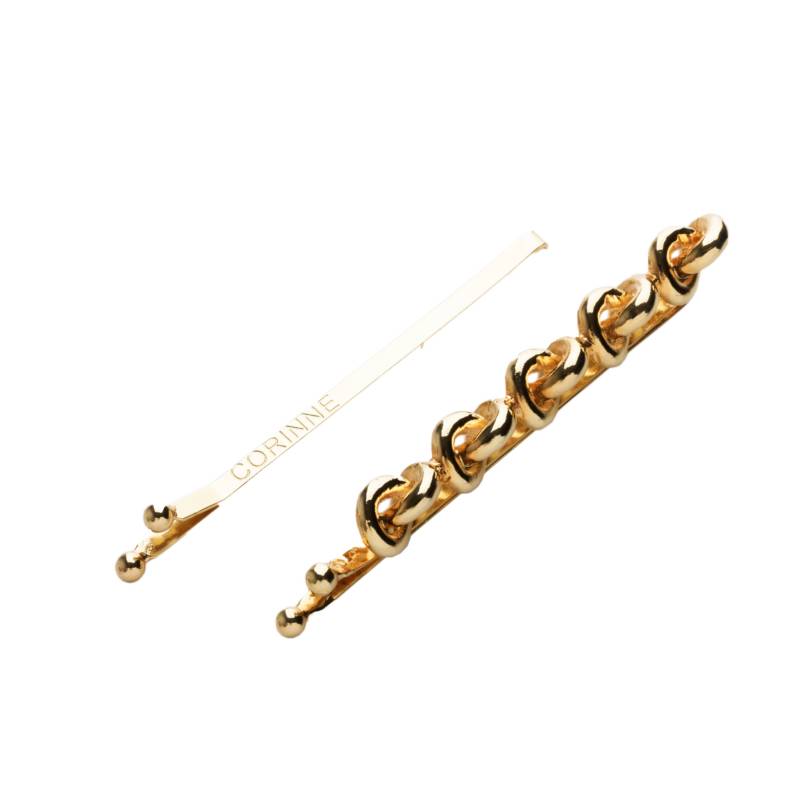 Hair Slider 5 Knots & Plain (2-pack) Damen Gold 1 pezzo von CORINNE