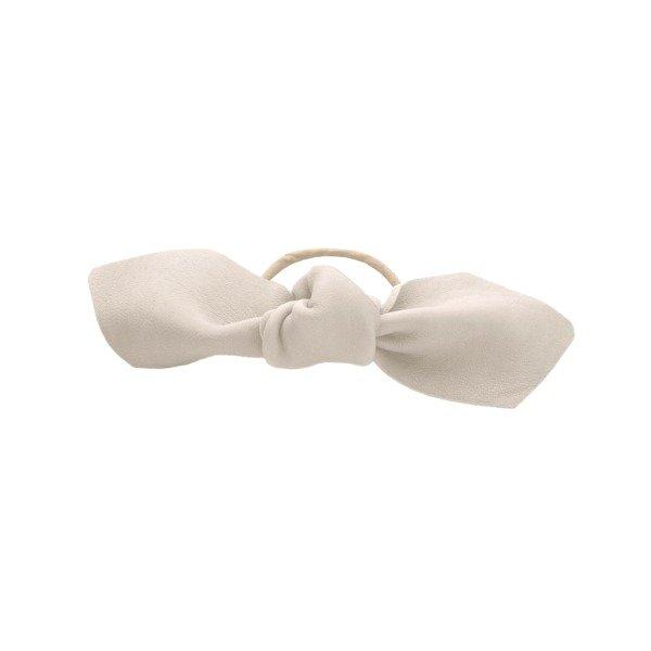 Leather Bow Big Hair Tie Damen Cream 1 pezzo von CORINNE