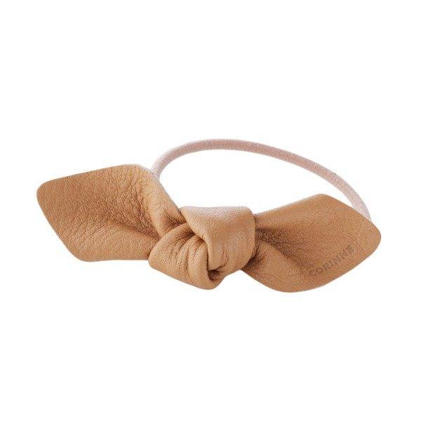 Leather Bow Small Hair Tie Damen Camel 1 pezzo von CORINNE