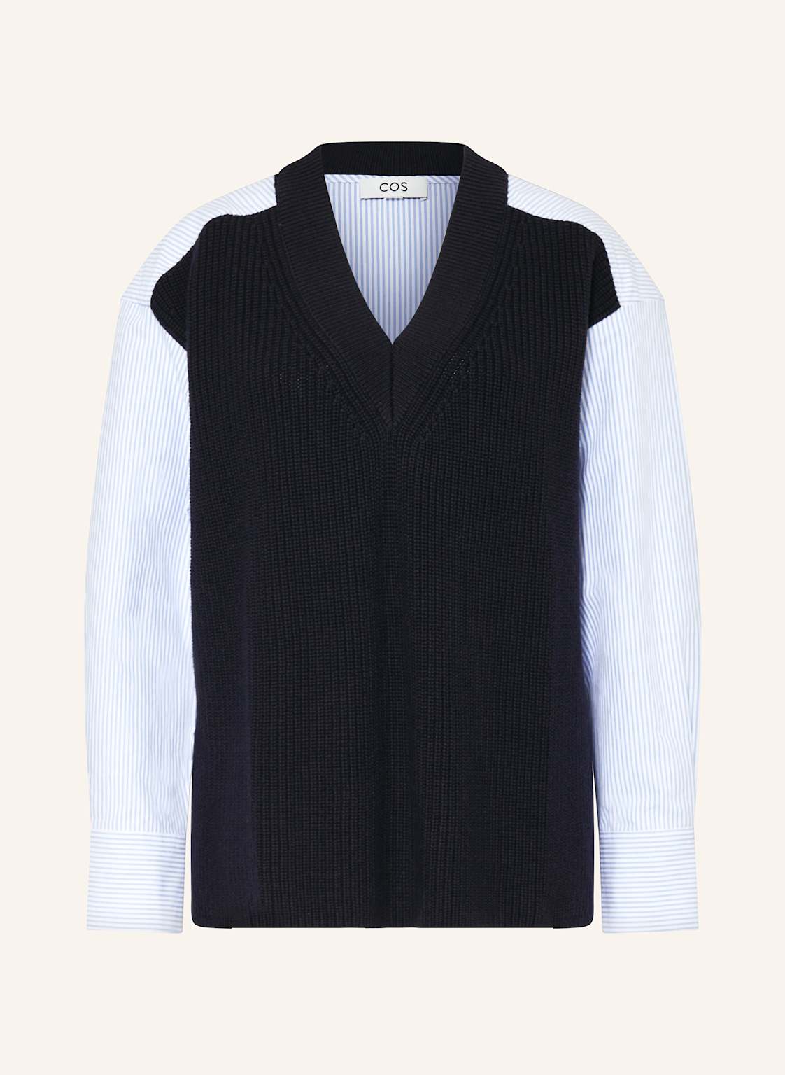 Cos Pullover Im Materialmix blau Cos Pullover Im Materialmix blau von COS