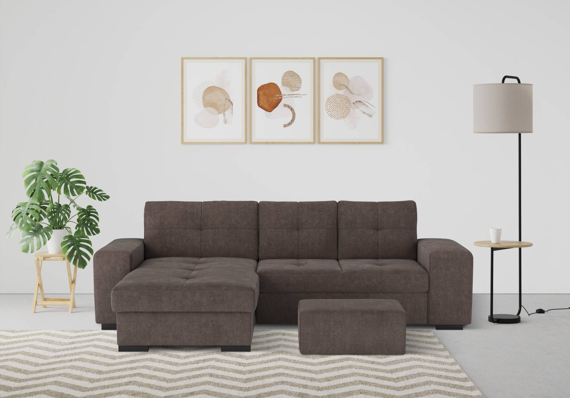 COTTA Ecksofa »Mattina L-Form«, inkl. Hocker, wahlweise mit Bettfunktion und Bettkasten von COTTA