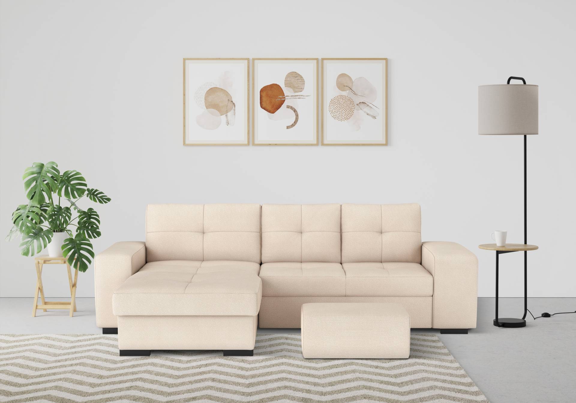 COTTA Ecksofa »Mattina L-Form«, inkl. Hocker, wahlweise mit Bettfunktion und Bettkasten von COTTA