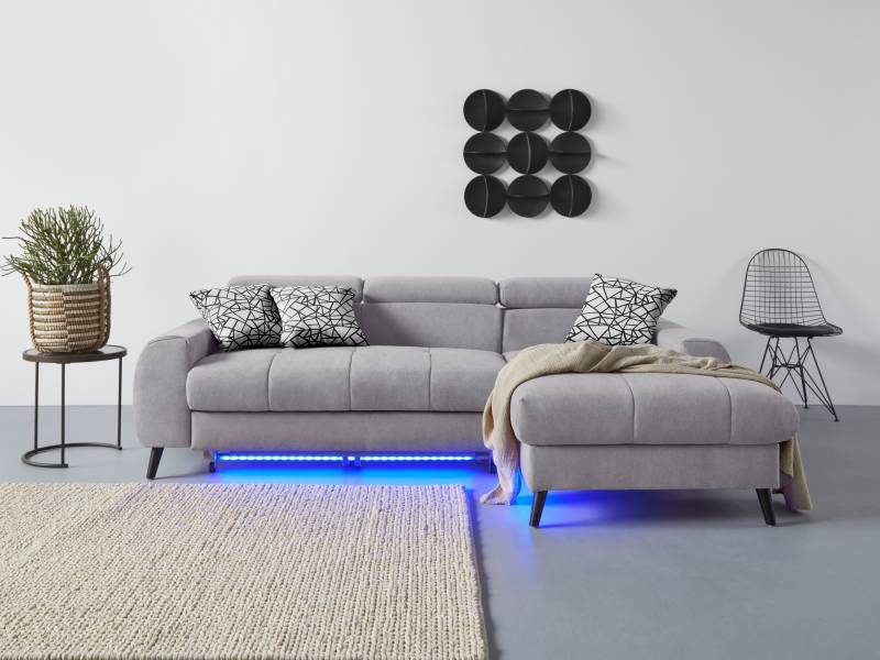 COTTA Ecksofa »Mia L-Form«, 3-tlg.-Kissen-Set, Recamiere, wahlweise mit oder ohne RGB-Beleuchtung von COTTA