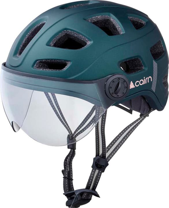 Cairn Quartz transparent Visor LED USB Velohelm petrol von Cairn