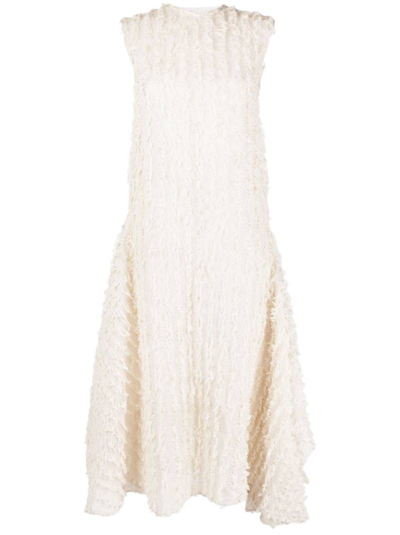 Calcaterra frayed-trim midi dress - Neutrals von Calcaterra