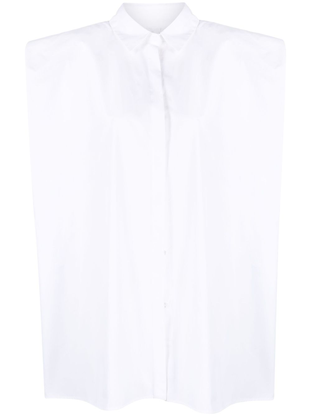 Calcaterra padded-shoulder sleeveless cotton shirt - White