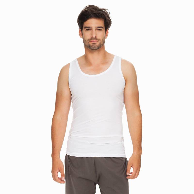 Calida - T-Shirt, Body Fit, ohne Arm, für Herren, Weiss, Größe S von Calida