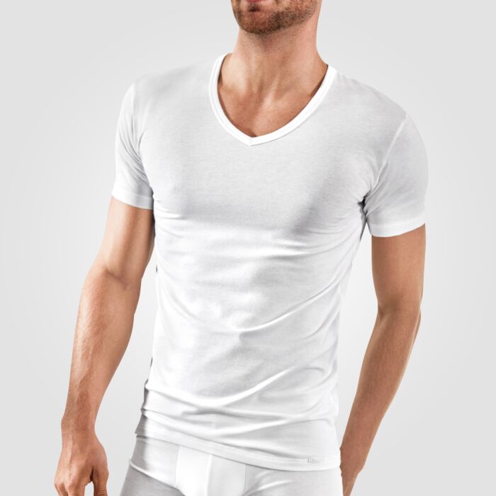 Calida Herren V-Neck Shirt 2er Pack, weiss von Calida