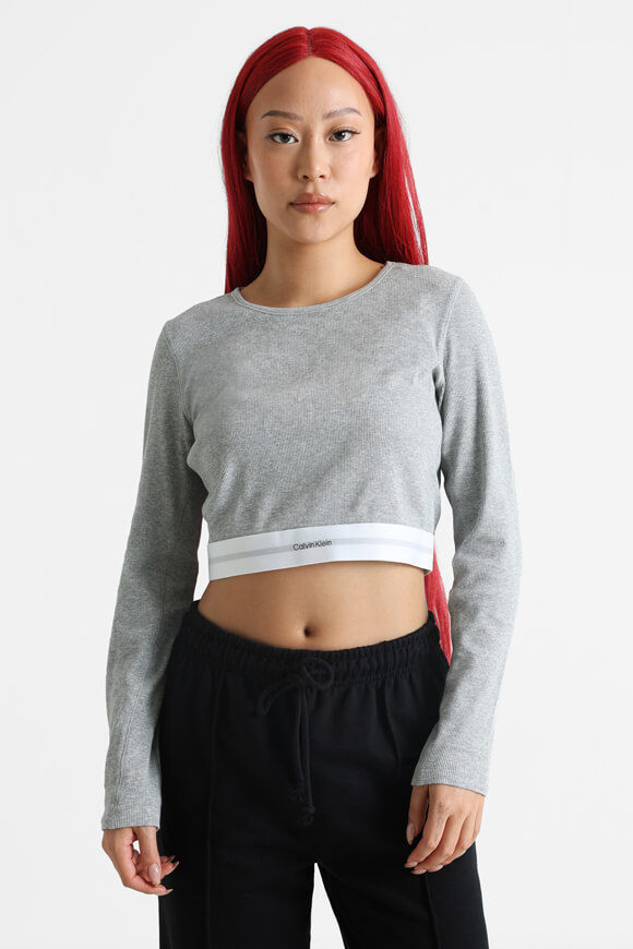 Calvin Klein (alle) Crop Langarmshirt | Grey Heather | Damen  | M von Calvin Klein (alle)