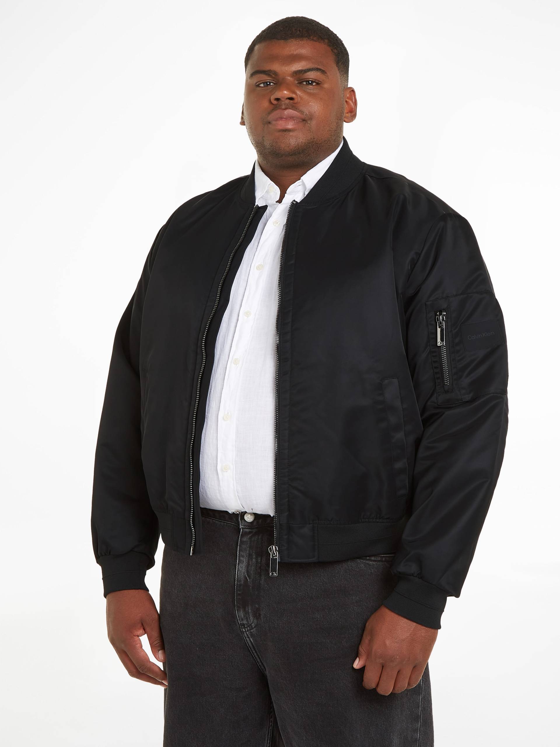 Calvin Klein Big&Tall Bomberjacke »BT_SATEEN HERO BOMBER«, mit Reissverschlusstasche auf dem Ärmel von Calvin Klein Big&Tall