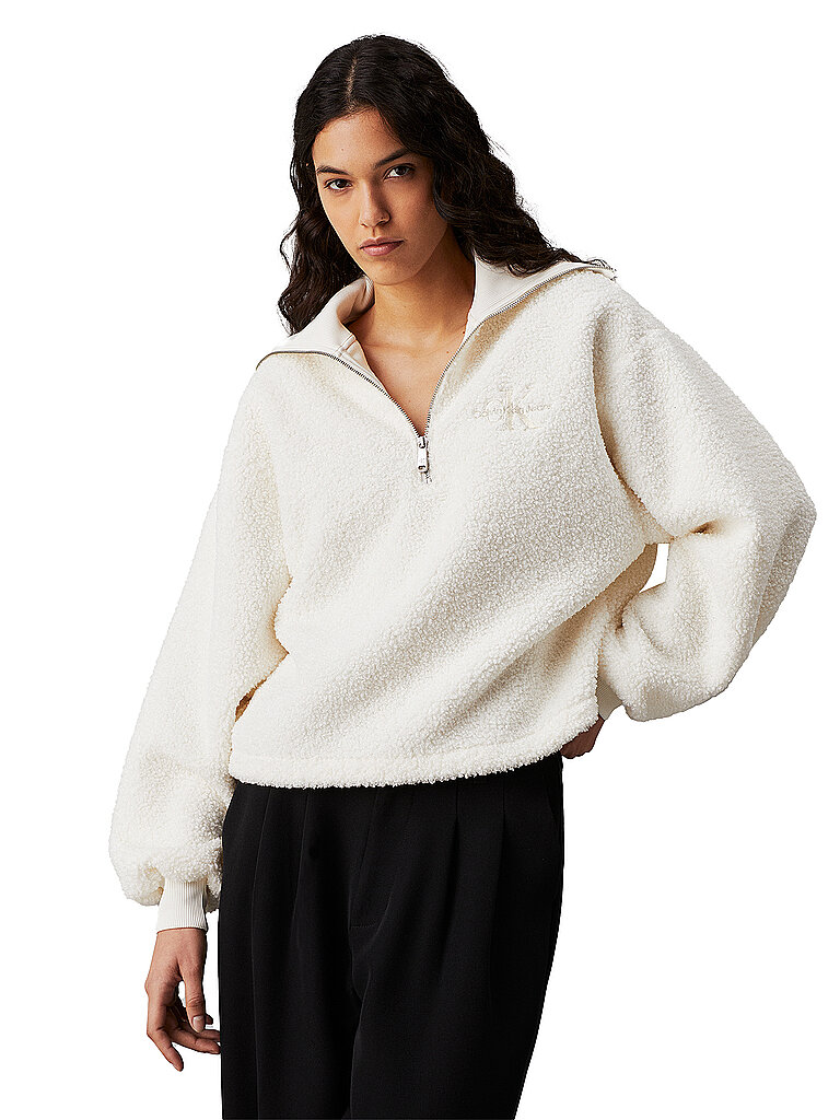 CALVIN KLEIN JEANS Sweater in Felloptik creme | L von Calvin Klein Jeans