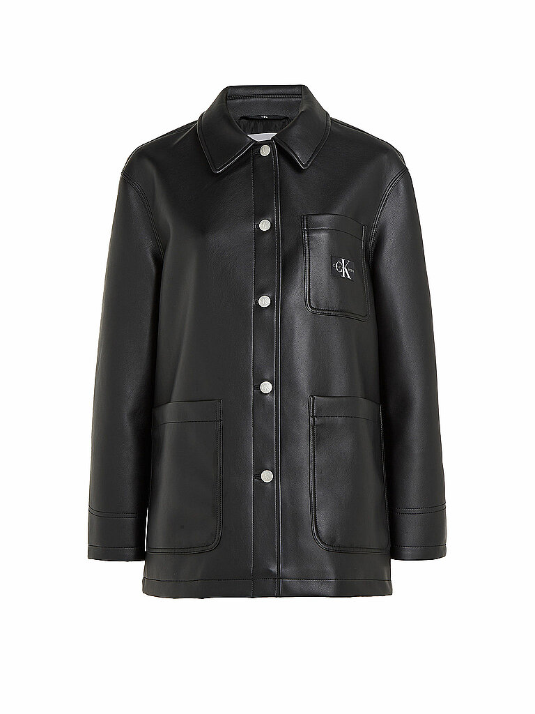 CALVIN KLEIN JEANS Overshirt in Lederoptik  schwarz | M von Calvin Klein Jeans