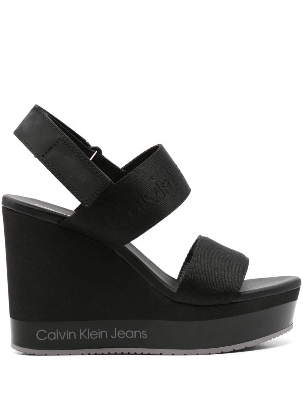 Calvin Klein Jeans 110mm logo-jacquard wedge sandals - Black von Calvin Klein Jeans