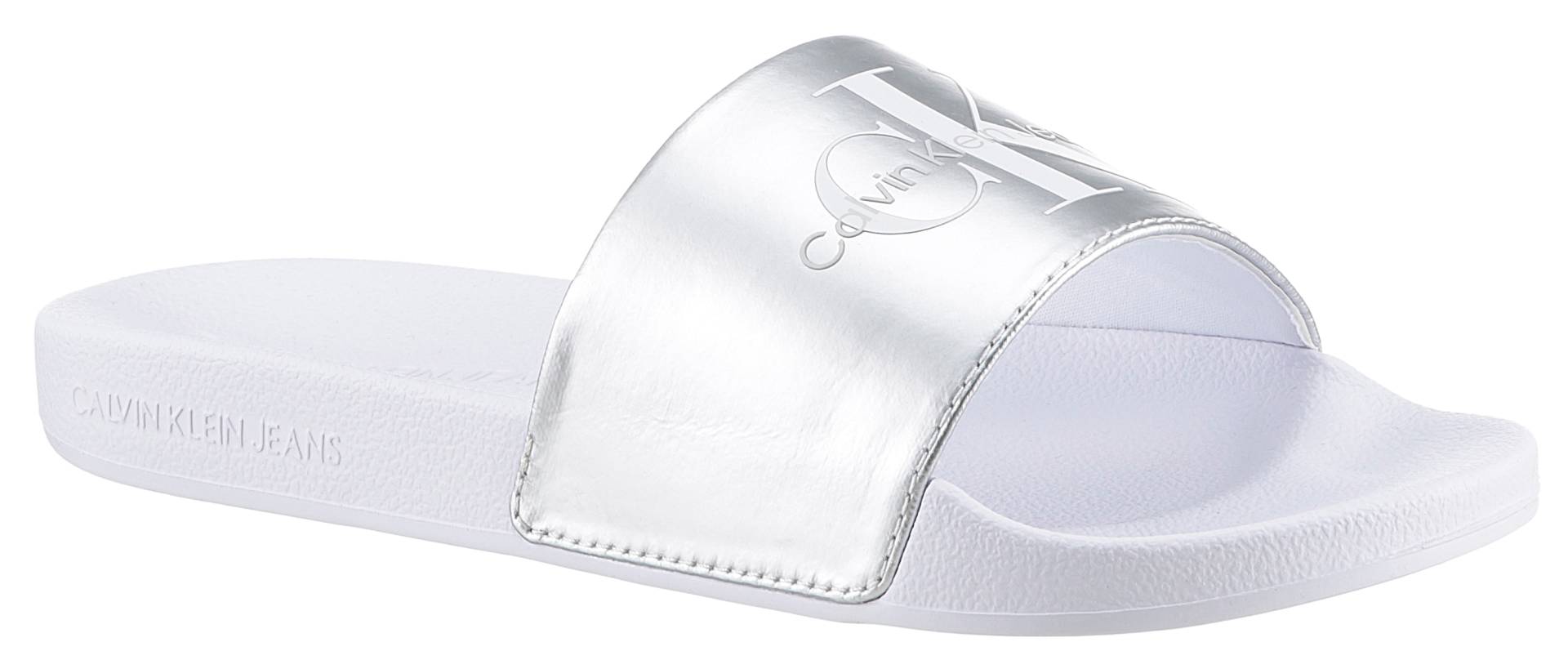 Calvin Klein Jeans Badepantolette »SLIDE NY PEARL«, Poolslides, Sommerschuh, Schlappen, für Strand- und Badeausflüge von Calvin Klein Jeans