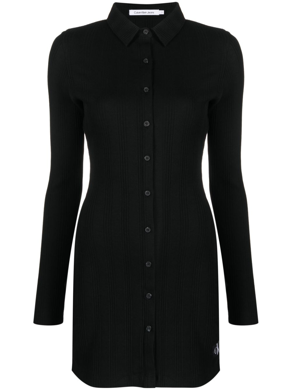 Calvin Klein Jeans Badge elongated rib shirt dress - Black von Calvin Klein Jeans