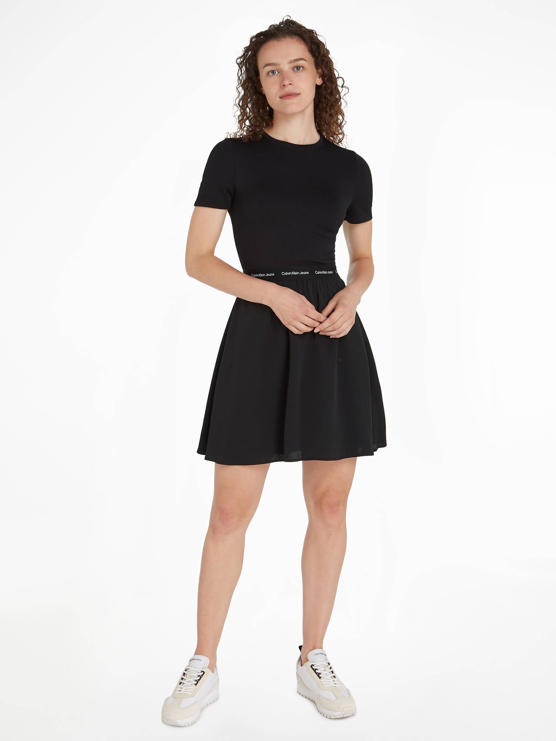 Calvin Klein Jeans Blusenkleid »LOGO ELASTIC SHORT SLEEVE DRESS«, mit Logoschriftzug von Calvin Klein Jeans